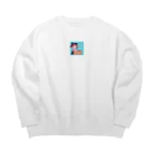 agariiのダンボール　野球女子　ヨネオリ Big Crew Neck Sweatshirt