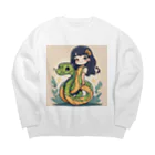 the blue seasonの仲良しの春風：少女と蛇の物語 Big Crew Neck Sweatshirt