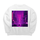 3tomo6's shopのpurple Big Crew Neck Sweatshirt