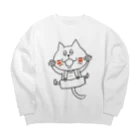 猫沢商店の猫のボン太グッズ（黒線） Big Crew Neck Sweatshirt