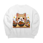 zuuu-の☆食いしん坊にゃんこ☆ Big Crew Neck Sweatshirt