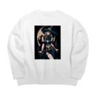 ビューティフルハードコアイラストレーション-DESIGN STOREの青いマントのブロンド魔女 Big Crew Neck Sweatshirt