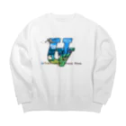 旅するスズメのUrbanVogel ロゴ内青 Big Crew Neck Sweatshirt