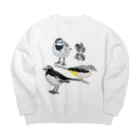 やちよ｜リアル鳥イラストの鶺鴒さん Big Crew Neck Sweatshirt