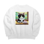 yoiyononakaのお餅と白黒猫 Big Crew Neck Sweatshirt