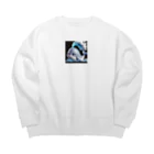 rakittoの潮ふきクジラのモン太 Big Crew Neck Sweatshirt