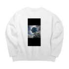 J-BRAVEの一輪の青い薔薇 Big Crew Neck Sweatshirt