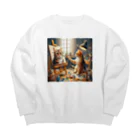 ニャーちゃんショップのネコを描くネコ Big Crew Neck Sweatshirt