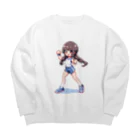 シロクマペンギンのドット絵体操服の女の子 Big Crew Neck Sweatshirt