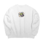 可愛い宇宙飛行士たちの　宇宙飛行士ワニ Big Crew Neck Sweatshirt