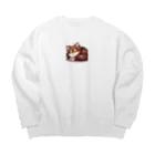 AutoArtistryのかわいいロングコートチワワ　アニメ風グッズ（おやすみバージョン） Big Crew Neck Sweatshirt