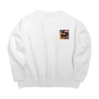 Friendly Faunaの躍動するたぬき Big Crew Neck Sweatshirt