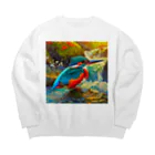 自然大好きの渓流のカワセミ Big Crew Neck Sweatshirt