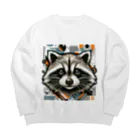 Friendly Faunaのたぬきアート Big Crew Neck Sweatshirt