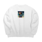 PanHanaChanのThe girl who looks at the sky Big Crew Neck Sweatshirt