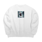 星パンダショップの雨の日もはっぴーらびっと Big Crew Neck Sweatshirt