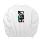 hekikiの旅立つ宇宙猫 Big Crew Neck Sweatshirt