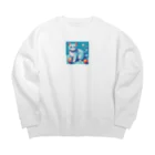 raft.weavingの狩猫ブルー Big Crew Neck Sweatshirt