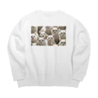 kiryu-mai創造設計の白猫ぎっしり Big Crew Neck Sweatshirt
