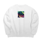 Superherooのオーロラのような発光をする恐竜 Big Crew Neck Sweatshirt