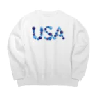 junichi-goodsのバルーン文字「USA」（青色系） Big Crew Neck Sweatshirt