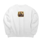 おふざけのバイク宇宙人 Big Crew Neck Sweatshirt