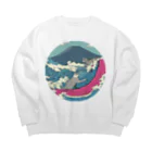 tohoku.jpのSurfing Cat 2 Big Crew Neck Sweatshirt