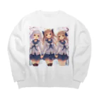 【AI】アルゴリズムアトリエ【デザイン】のAIが作った可愛い制服の女の子 Big Crew Neck Sweatshirt