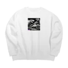 だまショップ@子ども向けのモノクロ恐竜くん3号 Big Crew Neck Sweatshirt