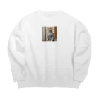 Hello_bananaのスーツねこ Big Crew Neck Sweatshirt