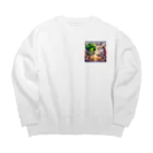 monpinのtorannsufo-mu　ぶろっこにゃん Big Crew Neck Sweatshirt