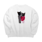 Parallel_merchの黒猫の親子 Big Crew Neck Sweatshirt