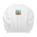 【volleyball online】の猫好きのみなさん必見！愛らしい猫のバレーボールグッズ Big Crew Neck Sweatshirt