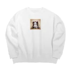 Mioキャンバスの夢工房　 の可愛らしさ100％の袋入りフサフサうさぎ！ Big Crew Neck Sweatshirt