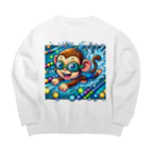 アニマルキャラクターショップのSwimming monkey Big Crew Neck Sweatshirt