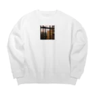 shell_hutの窓から覗く荒廃した建物が立ち並ぶ無人の通り Big Crew Neck Sweatshirt