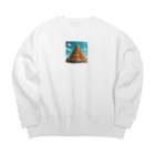 Design by hisachilのピザのピラミッド Big Crew Neck Sweatshirt