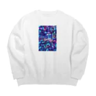 BUNNY-ONLINEのネオンアメコミアート79 Big Crew Neck Sweatshirt