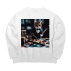 Koroniumの一匹の個性的な猫が絵筆を握っています Big Crew Neck Sweatshirt