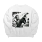 sakura1031のダジャレ仏像シリーズ・投げる像 Big Crew Neck Sweatshirt