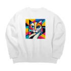 大人かわいい動物の世界のカラフル猫 Big Crew Neck Sweatshirt