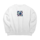 お茶目なドット絵のドッド絵車さん Big Crew Neck Sweatshirt