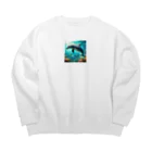 Lovers-chapelの美しいイルカ Big Crew Neck Sweatshirt