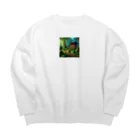 「動物ミリ屋」の新緑の癒し Big Crew Neck Sweatshirt