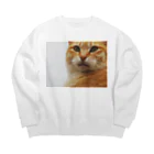 遁世の顎を引く猫 Big Crew Neck Sweatshirt