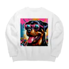 PINK GDのPINK GD ピンクのグラサンをかけたワンコグッズ Big Crew Neck Sweatshirt