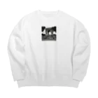 ai美女ショップの凱旋門モノクロ⛩ Big Crew Neck Sweatshirt