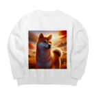 ANTARESの夕方の黄昏　柴犬 Big Crew Neck Sweatshirt