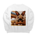 jir0-のぬいぐるみとうさぎ Big Crew Neck Sweatshirt