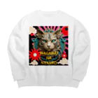 55kentanの吾輩は猫だんべな Big Crew Neck Sweatshirt